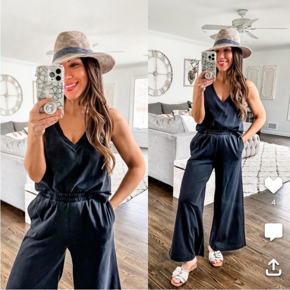 Z Supply 2 piece set Black Sloane Tank and Scout wide leg pants - Picture 1 of 1